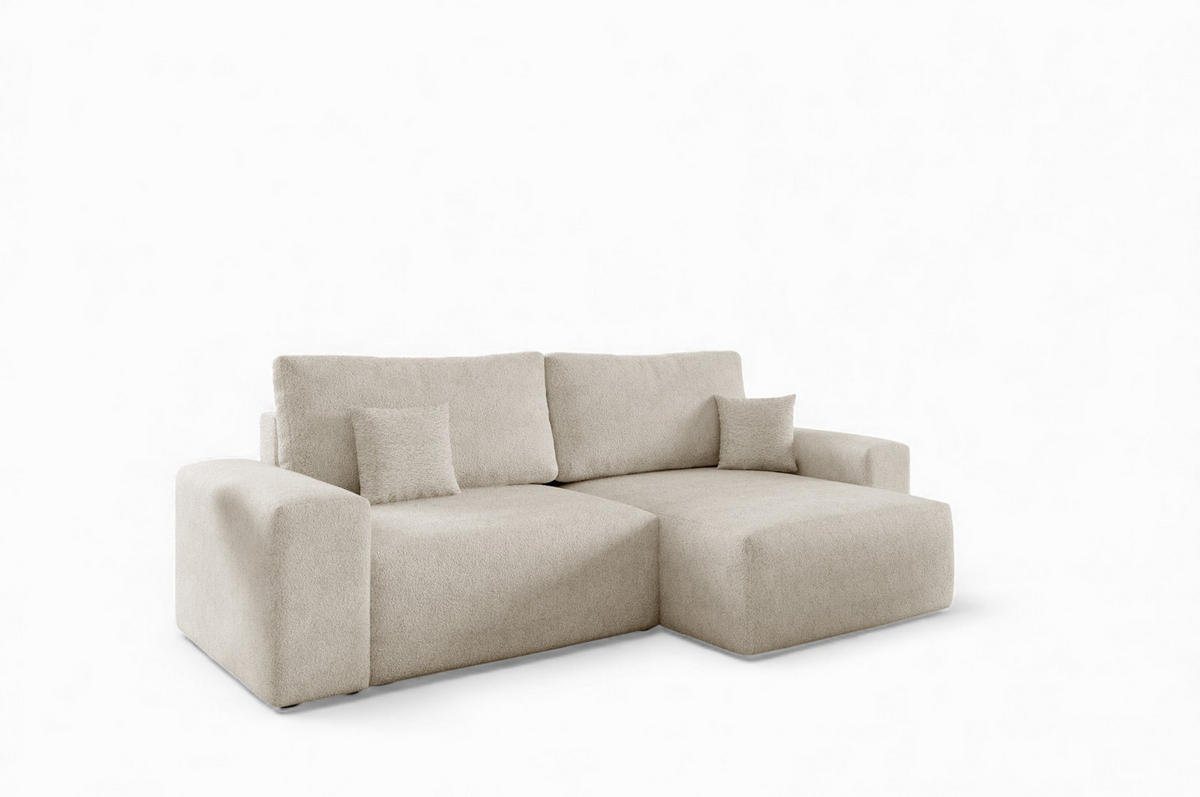 ECKSOFA Arona Xs Mit Schlaffunktion - Creme, Holzwerkstoff/Textil (255/148cm) - Fun Möbel