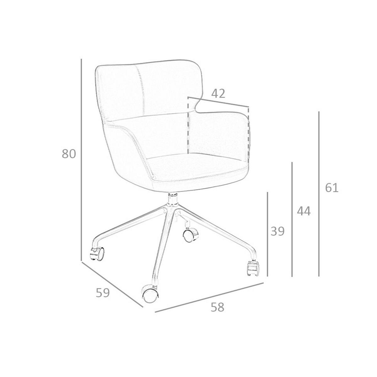 DREHSTUHL Bürodrehstuhl aus blauem Öko-Leder 58/59/80 cm - Blau/Schwarz, Leder (58/80/59cm) - ANGEL CERDA
