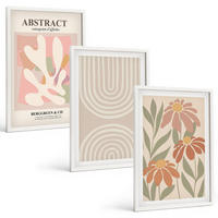BILDER SET 3er Set - 40x60 cm Weißer Rahmen - Abstrakte Pflanzenformen - Weiß, Kunststoff (40/60cm) - TULUP