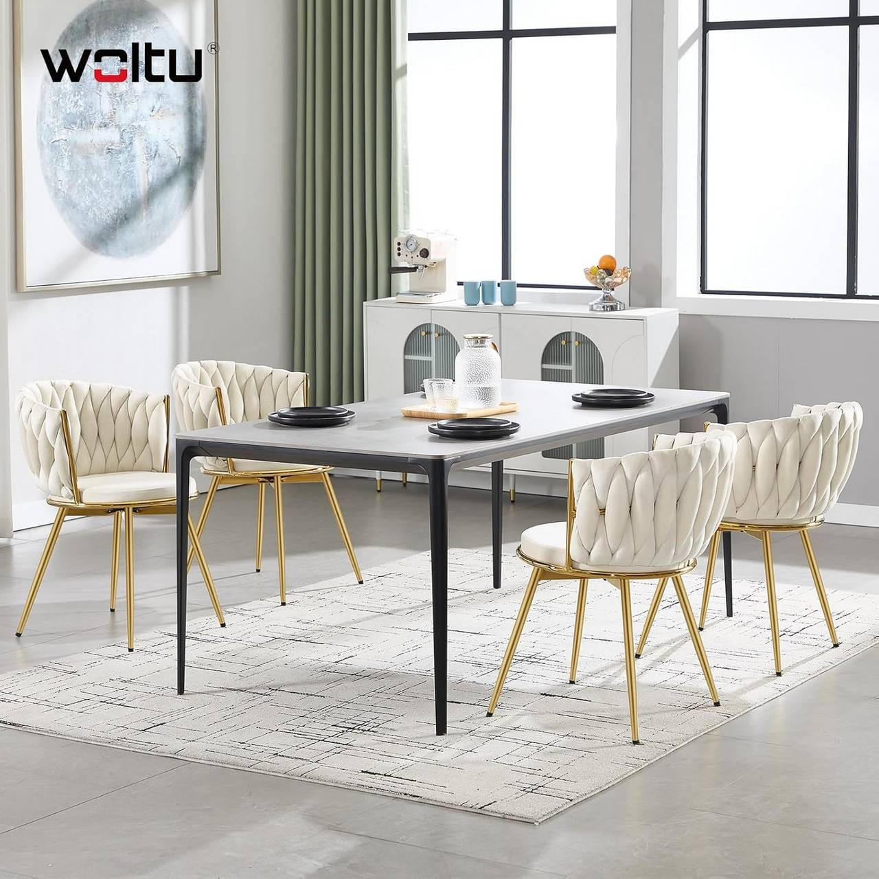 ESSZIMMERSTUHL 2er Set, drehbar, Samt, Beige - Beige/Goldfarben, Textil/Metall (60.5/78/59.5cm) - Woltu