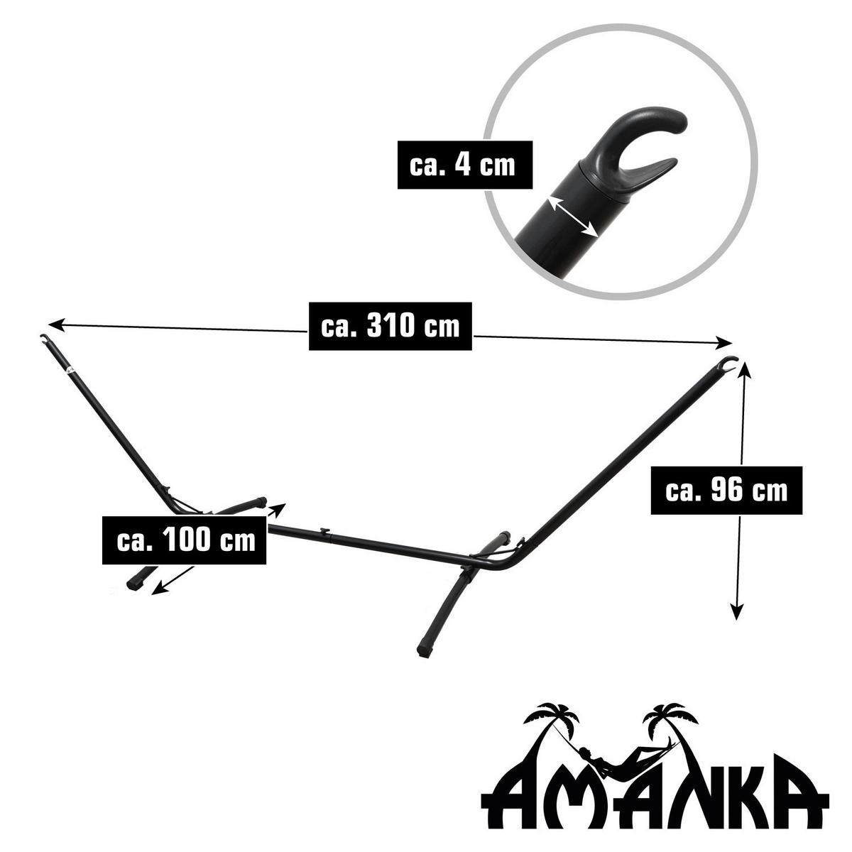 HÄNGEMATTENGESTELL bis 120kg, 310/100cm, schwarz - Schwarz, Metall (310/100/95cm) - Amanka