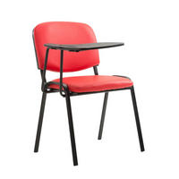 BESUCHERSTUHL Keen mit Klapptisch, Kunstleder mit Gestell Schwarz / Bezug Rot - Rot/Schwarz, Textil/Metall (53/81/53cm) - TPFLiving
