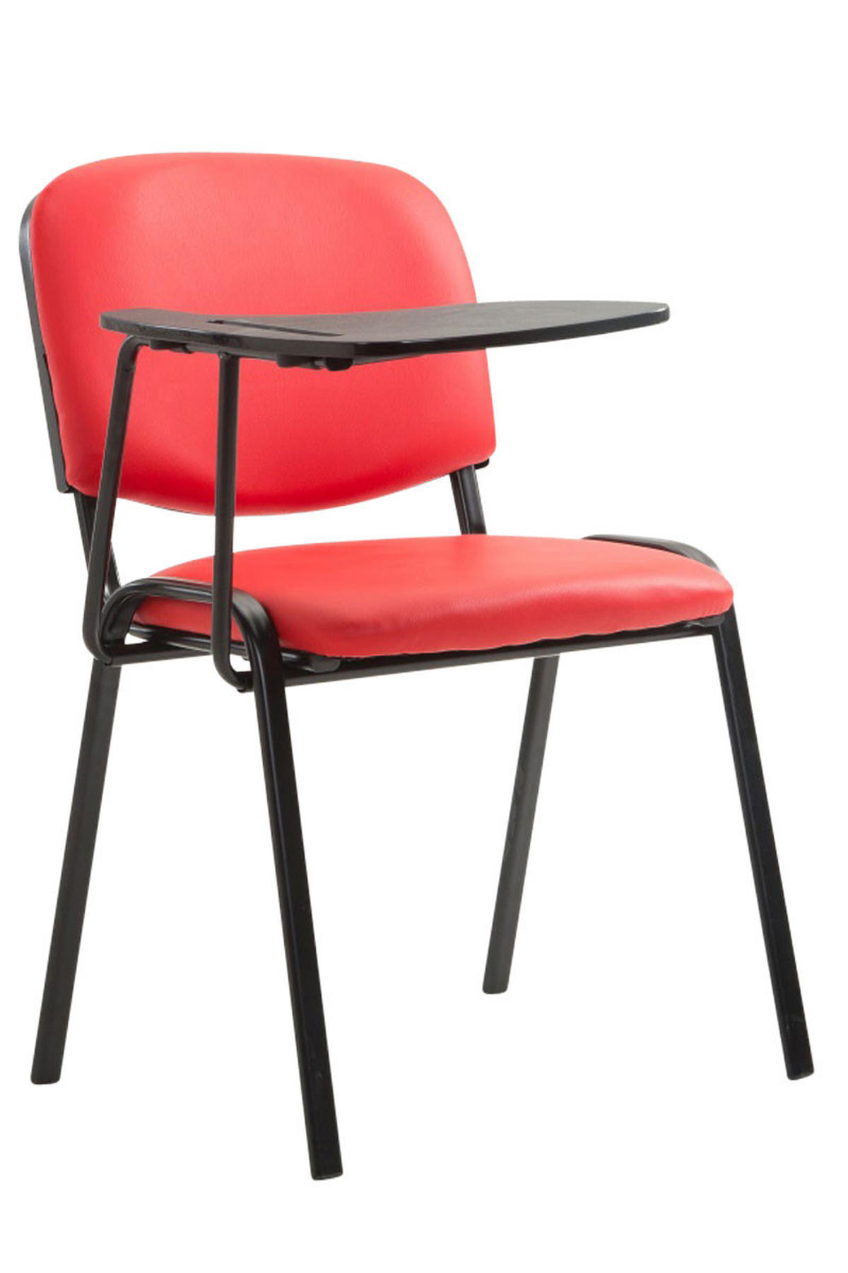 BESUCHERSTUHL Keen mit Klapptisch, Kunstleder mit Gestell Schwarz / Bezug Rot - Rot/Schwarz, Textil/Metall (53/81/53cm) - TPFLiving