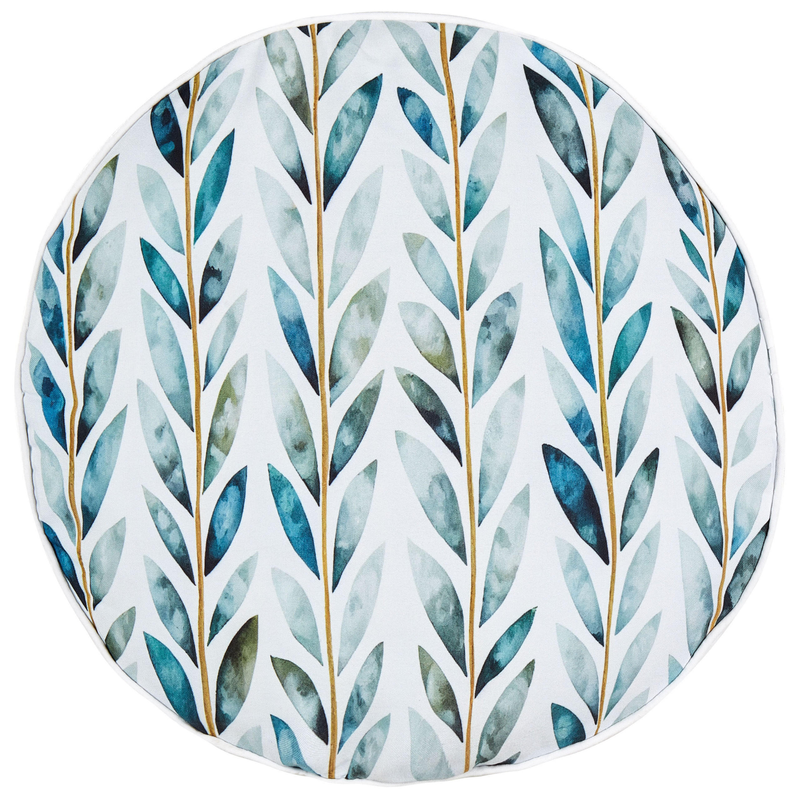 GARTENKISSEN 2er-Set Blattmotiv weiß/grün 40 cm Loano - Weiß, Textil (40/40cm) - Beliani
