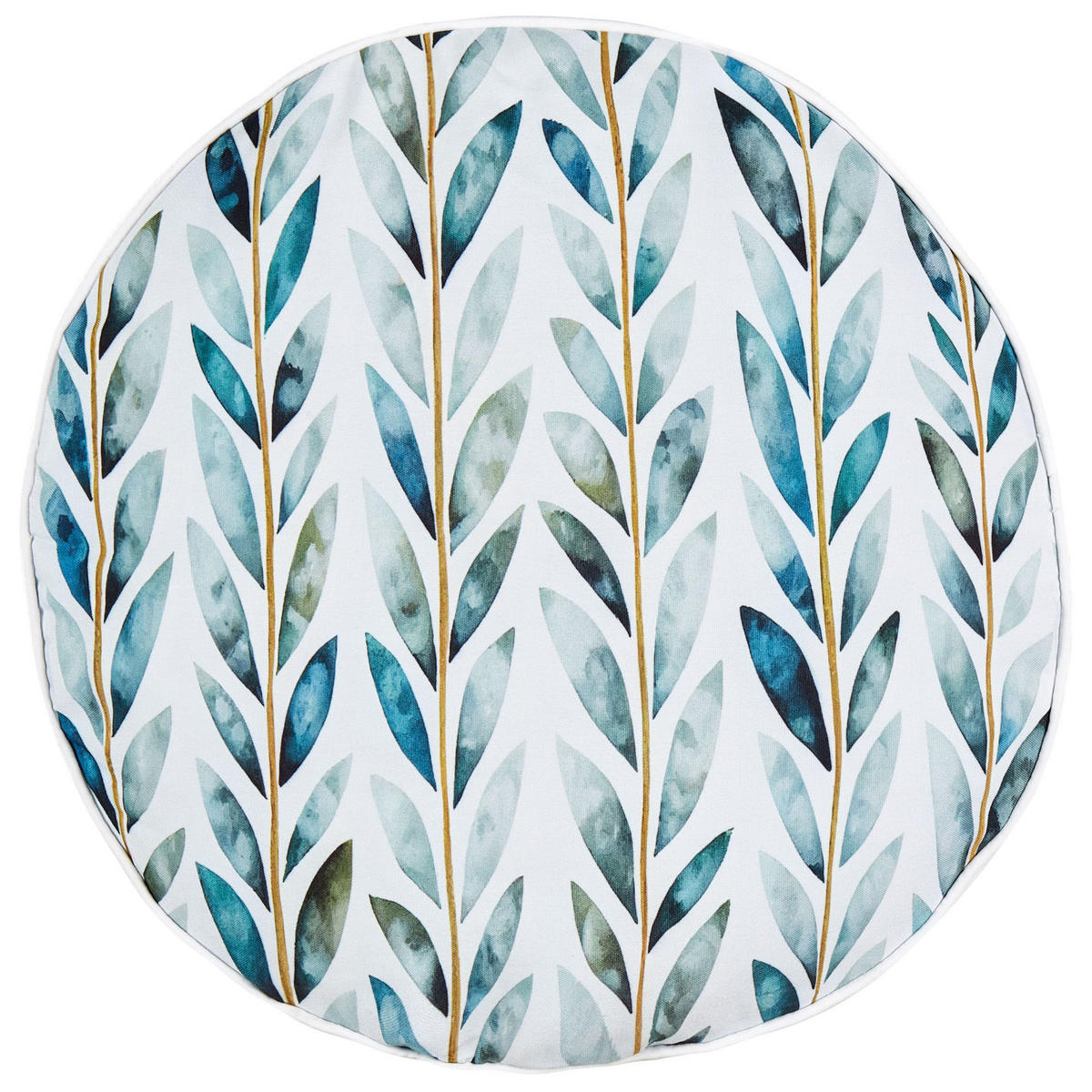 GARTENKISSEN 2er-Set Blattmotiv weiß/grün 40 cm Loano - Weiß, Textil (40/40cm) - Beliani