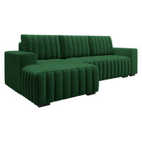 ECKSOFA Hugo, Seite: Links - Dunkelbraun/Grün, Holz/Textil (240/140cm)