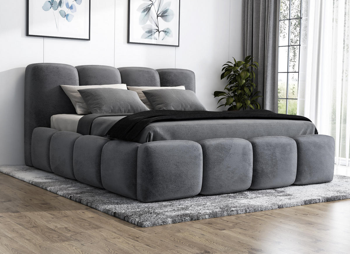POLSTERBETT DONA 180x200 Dunkelgrau - Dunkelgrau, Textil (180/200cm) - A&J MöbelLand