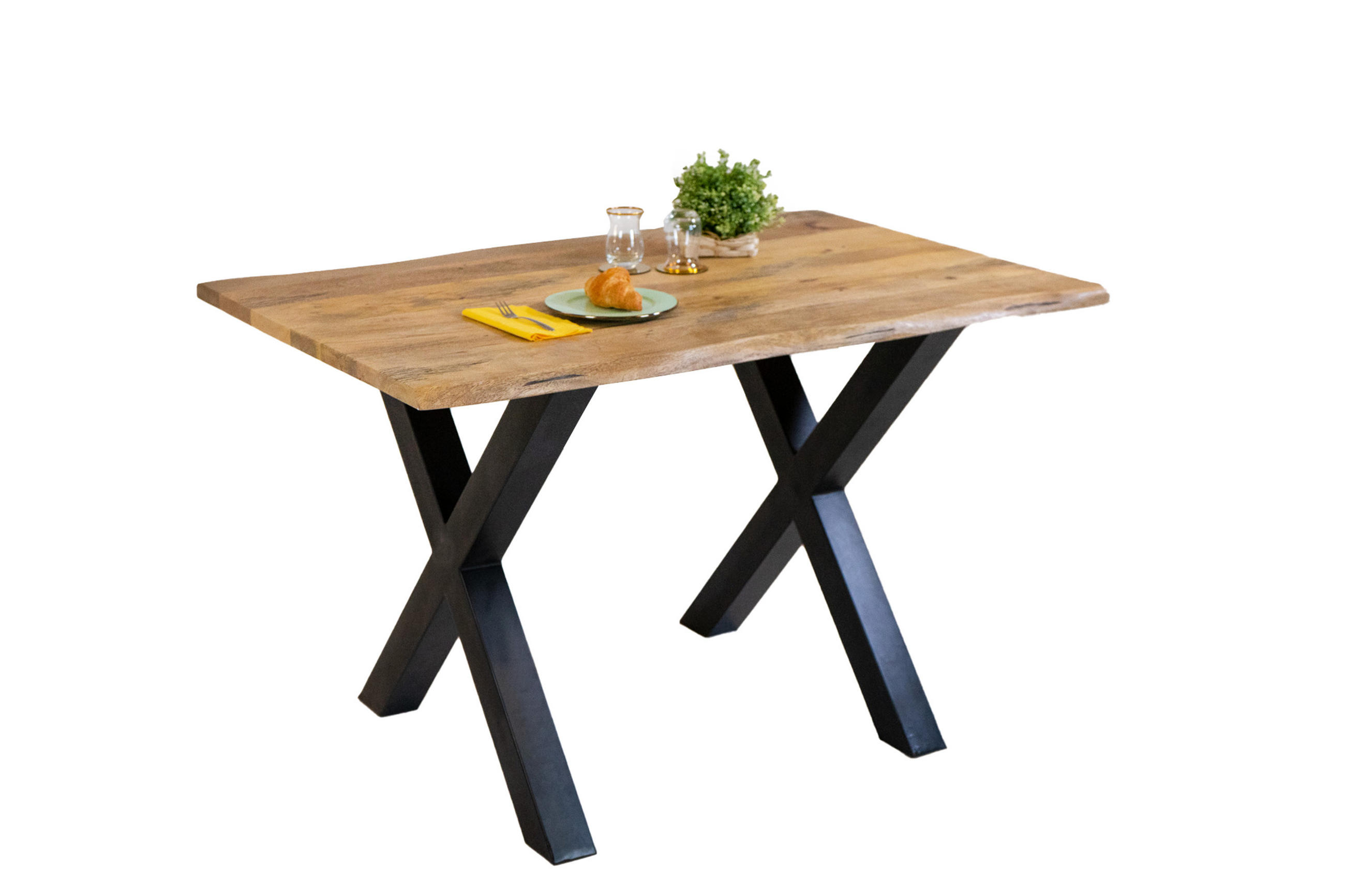 ESSTISCH TIGER X - Beige/Schwarz, Holz/Metall (80/120/77cm) - SAM