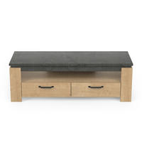 TV-MÖBEL mit 2 Schubladen, Eiche und Anthrazitgrau Dekor Austin - L140 cm - Apfelbaumfarben, Holzwerkstoff (42/47/140cm) - Calicosy