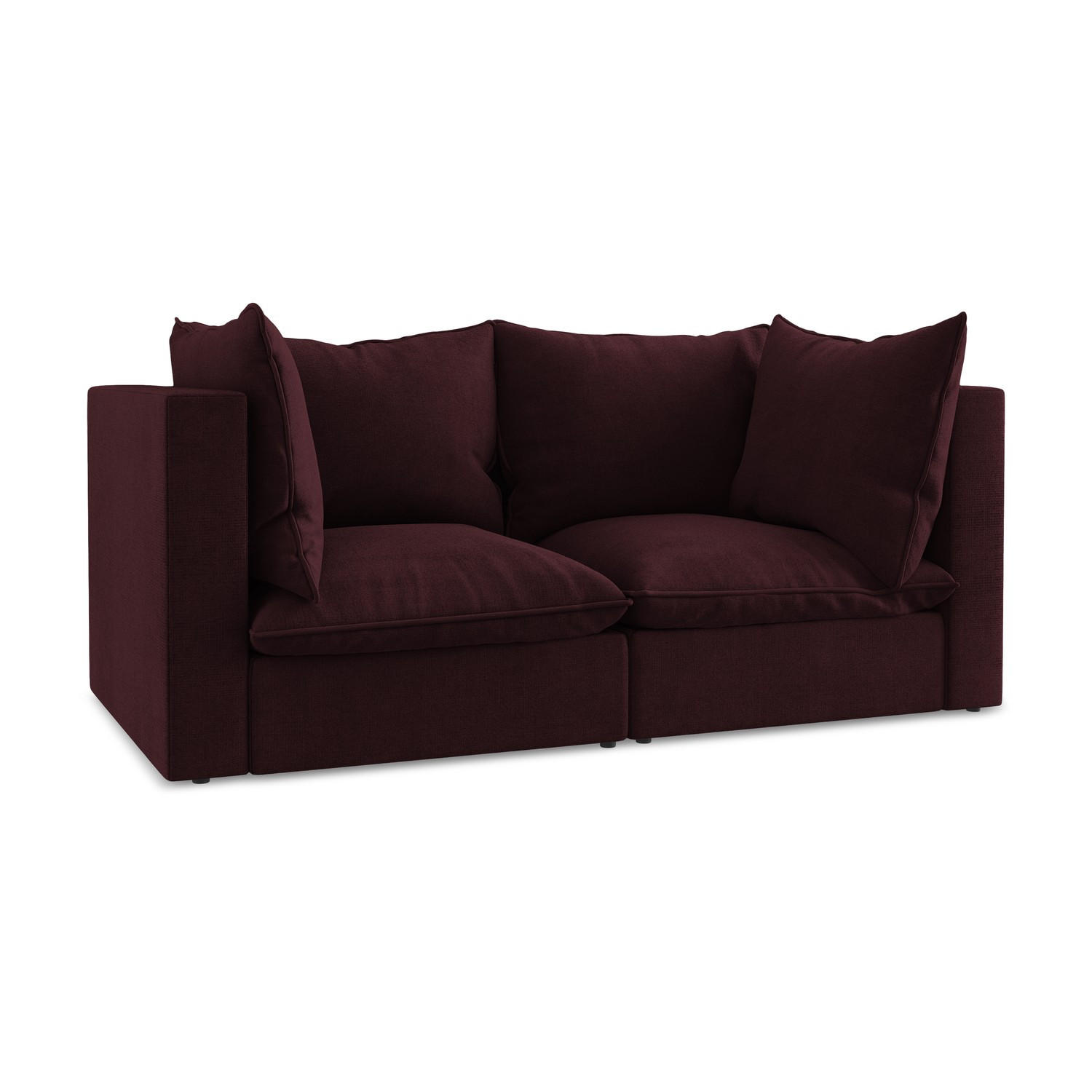 2-SITZER SOFA Strukturstoff Rot - Rotbraun/Schwarz, Holzwerkstoff/Kunststoff (180/77/90cm) - LaMiaSofa