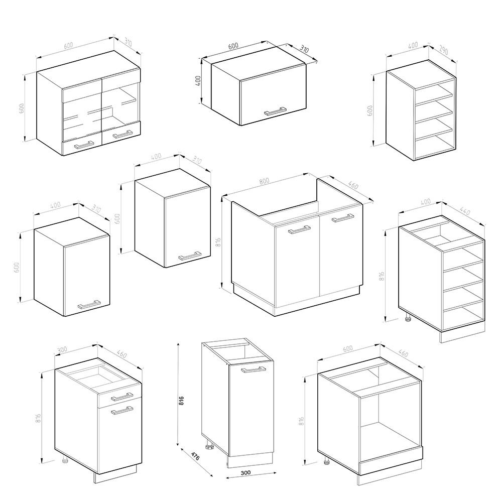Thumbnail - Vicco Küchenzeile, Grau, Weiß, Holzwerkstoff, Küchenblock,Rechteckig, 240x81.6x60 cm, Küchen, Küchenzeilen & Küchenblöck...