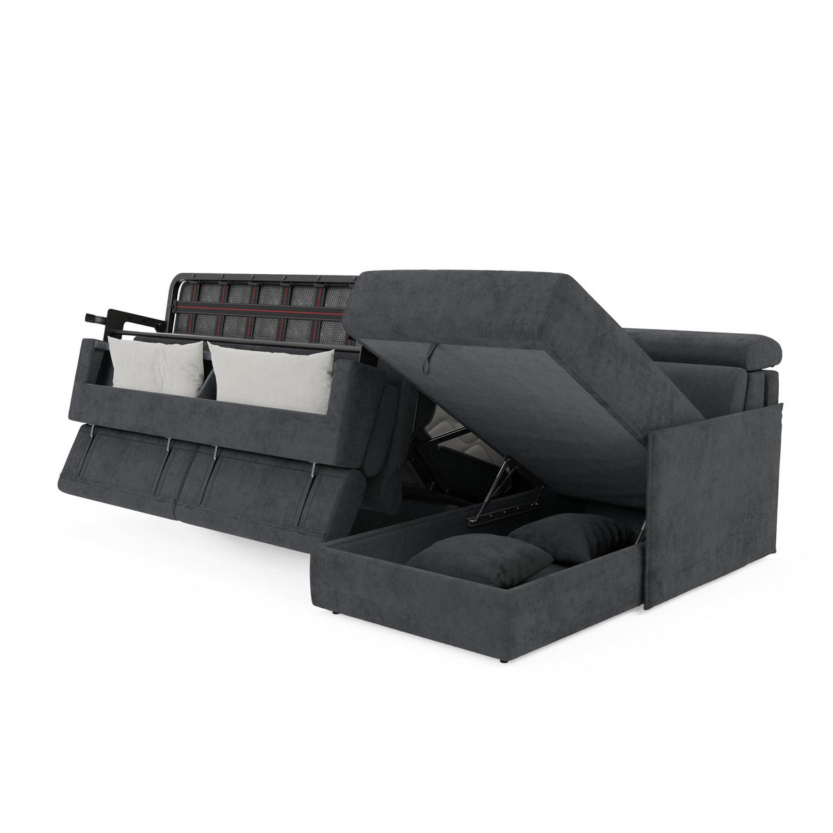 ECKSOFA Miryam - Anthrazit, Metall (252/98cm) - Divani.store