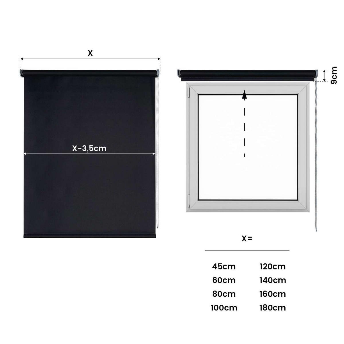 VERDUNKELUNGSROLLO Schwarz 45x180 cm - Schwarz, Kunststoff (45/180cm) - STORESDECO