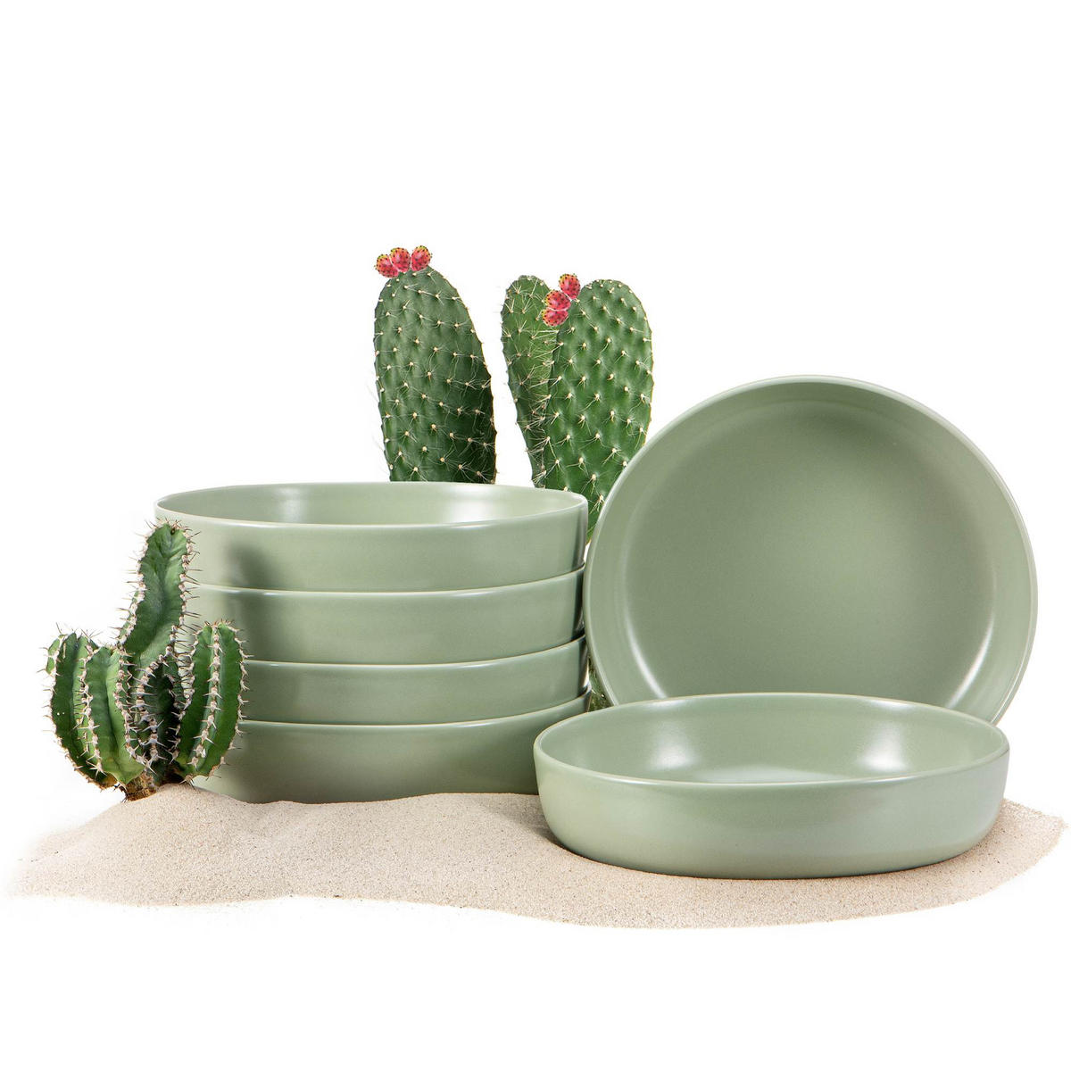 TELLER-SET VICTO 6-tlg Suppenteller - Grün, Keramik (18cm) - KONSIMO®