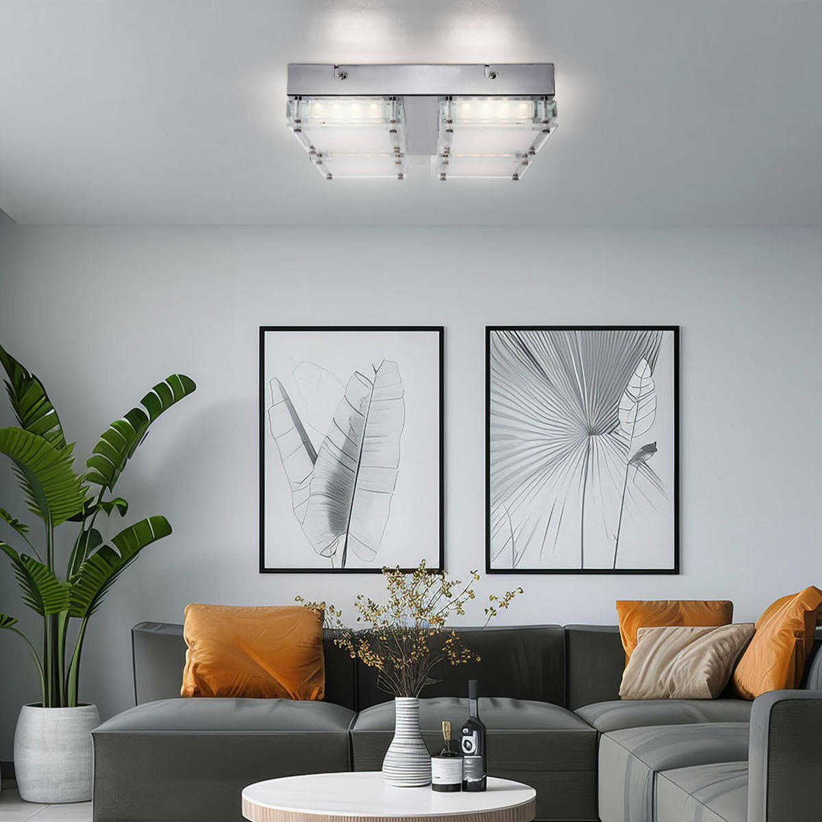 LED DECKENLEUCHTE Metall Glas Silber - Silberfarben, Glas (28/28/6.5cm) - Wofi