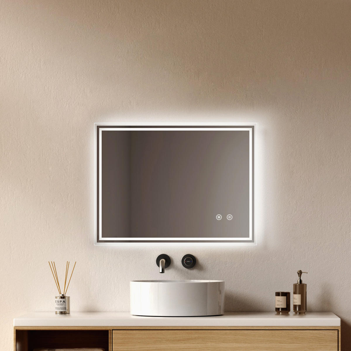 OGLINDA de baie cu LED-uri 70/50 cm - transparent, sticlă (70/50/3.5cm) - EMKE