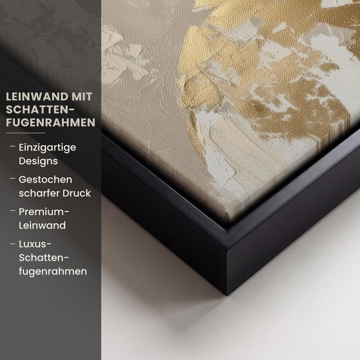 LEINWAND Bilder mit Rahmen - Gesicht - Frau - Blätter - Gold - 70x100 - Beige, Textil (70/100cm) - MuchoWow