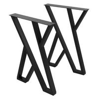 TISCHBEINE 2er Set 50xH71 cm X-Form, Schwarz - Schwarz, Metall (50/8/71cm) - ML-DESIGN