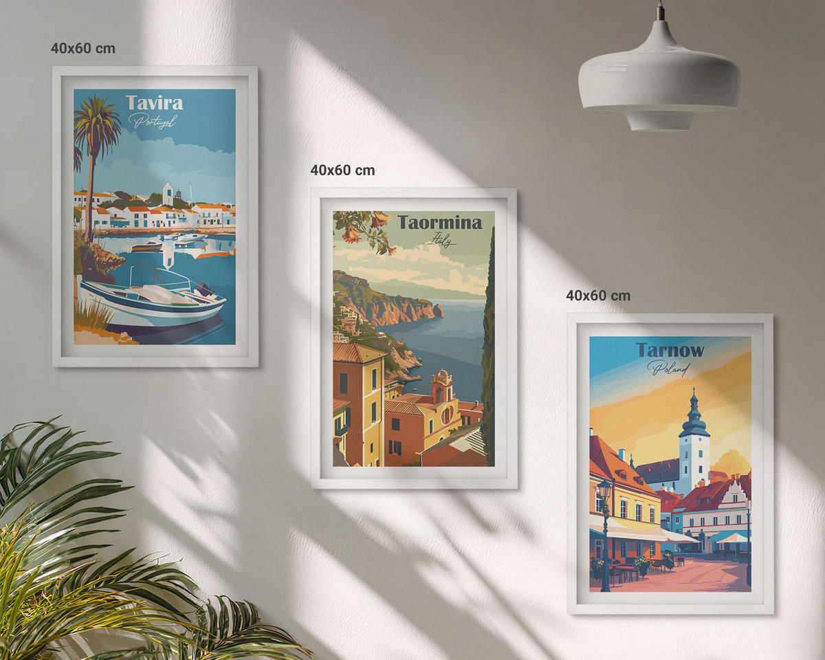 WANDBILDER 3er-Set - 40x60 cm Weißer Rahmen - Ansichten von Küstenstädten - Weiß, Kunststoff (40/60cm) - ArtPrintCave