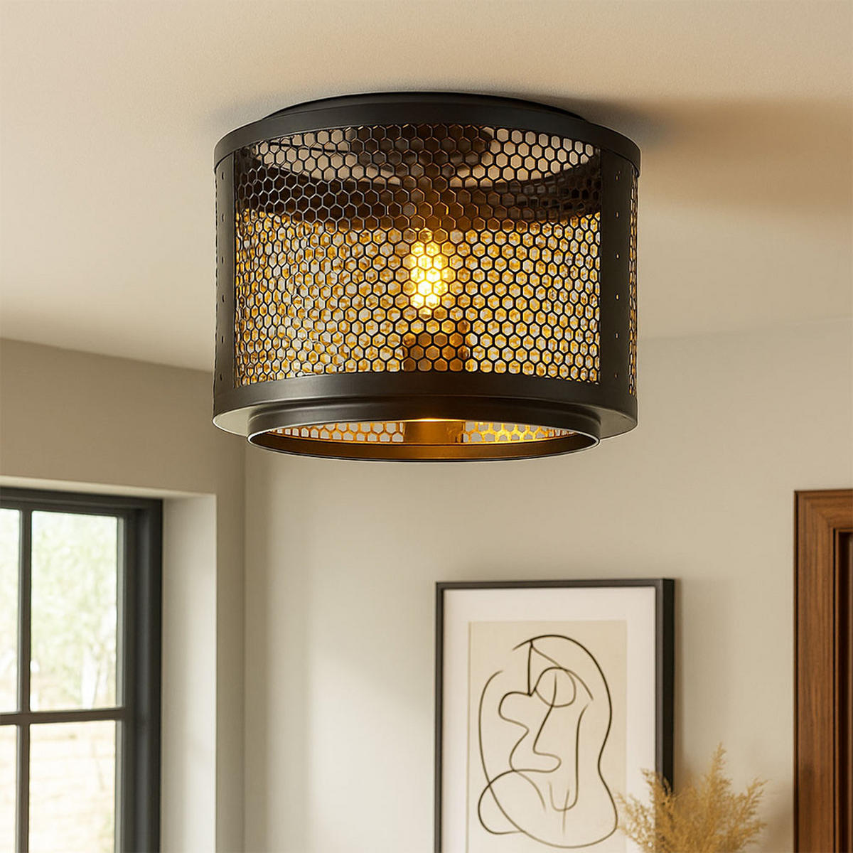 LED DECKENLEUCHTE VITO Metall Schwarz Gold - Schwarz, Metall (40/40/34cm) - Nowa
