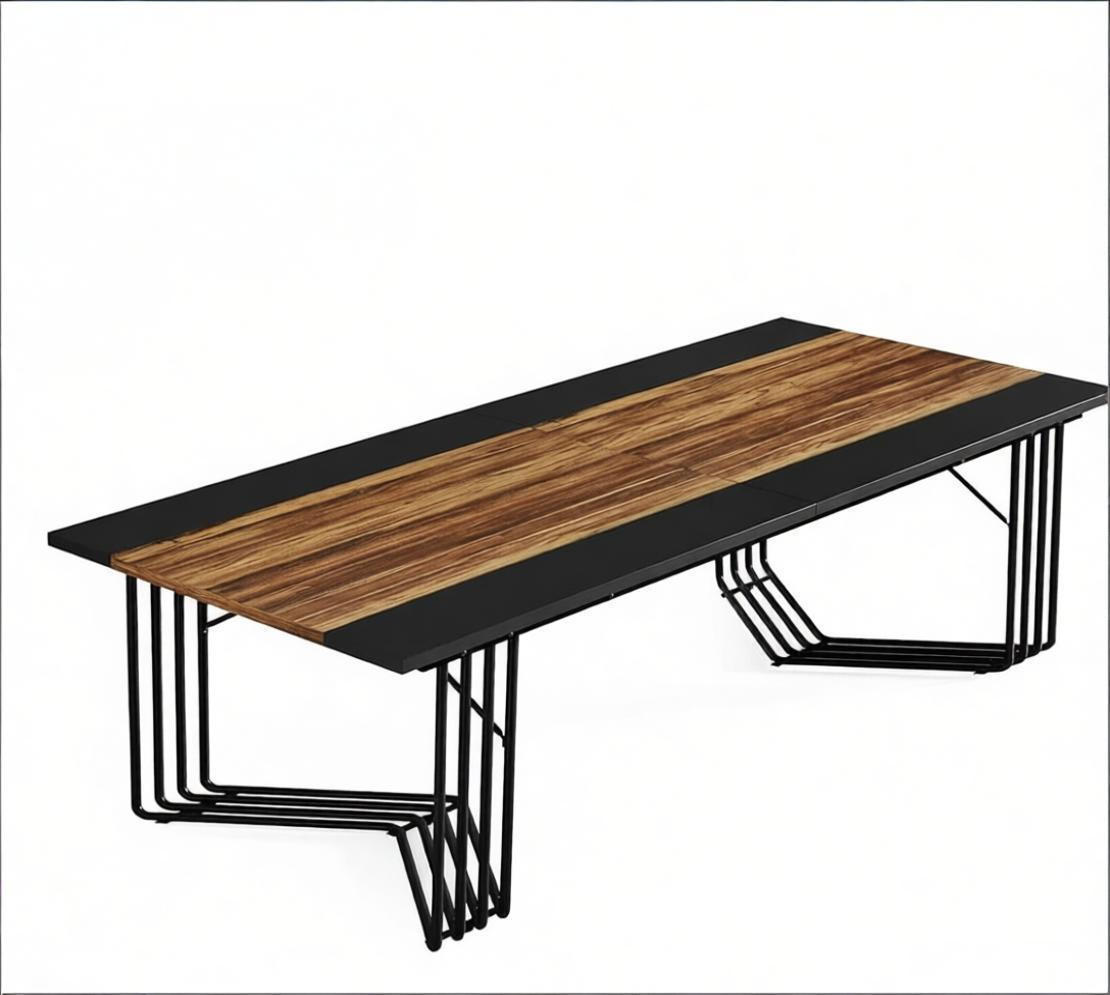 SCHREIBTISCH Schwarz und Rustikales Braun 200/100/75 cm Metallrahmen - Schwarz, Holzwerkstoff (100/200/75cm) - PANGIVO