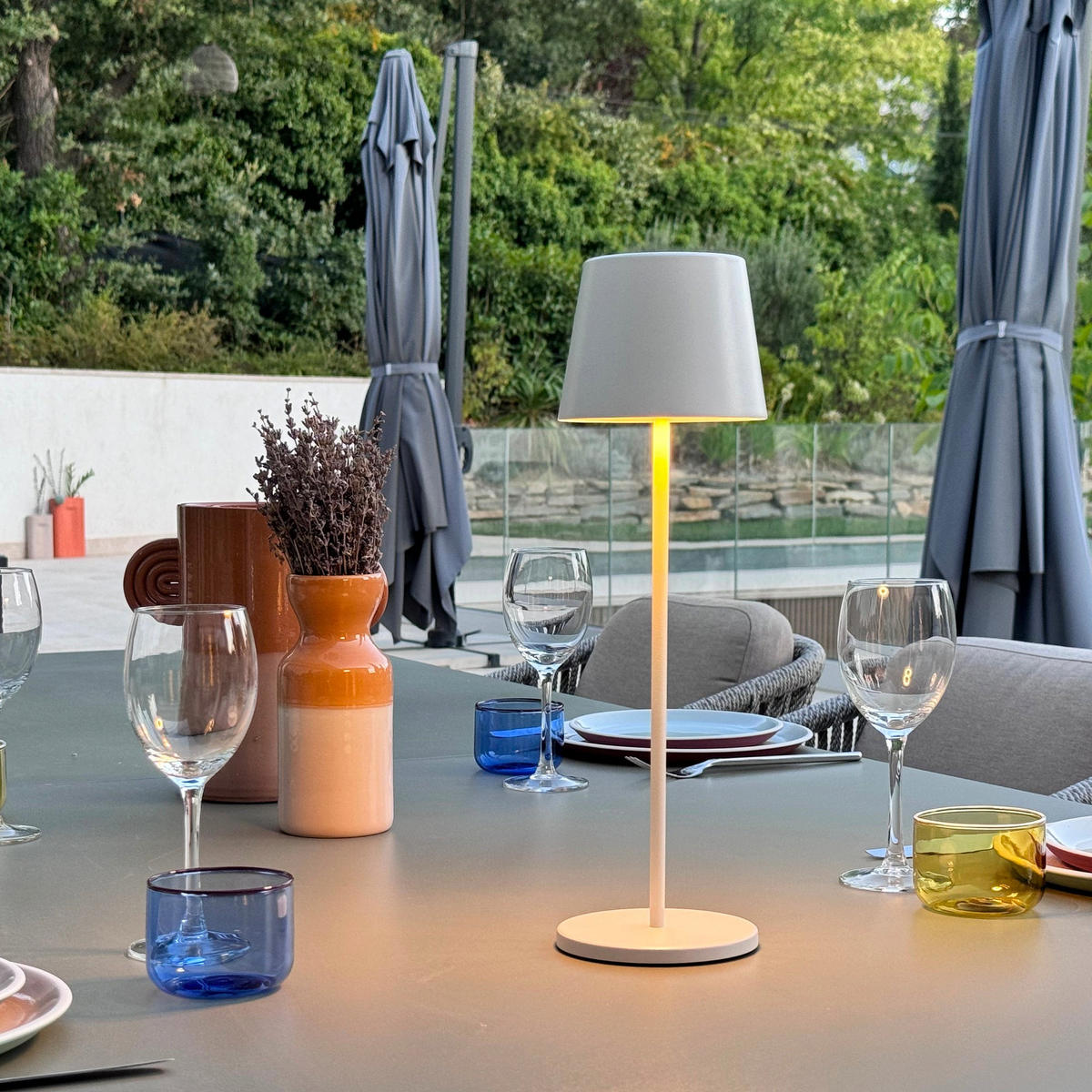 TOUCH-TISCHLAMPE KELLY weiß - Weiß, Metall (11.3/11.3/38cm) - Lumisky