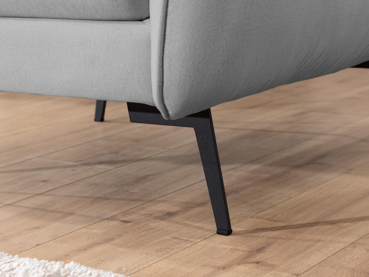 SITZGARNITUR 3+2+1 Nordloft Hellgrau Samt - Hellgrau/Schwarz, Holz/Textil (204/86/100cm) - S-Style Möbel
