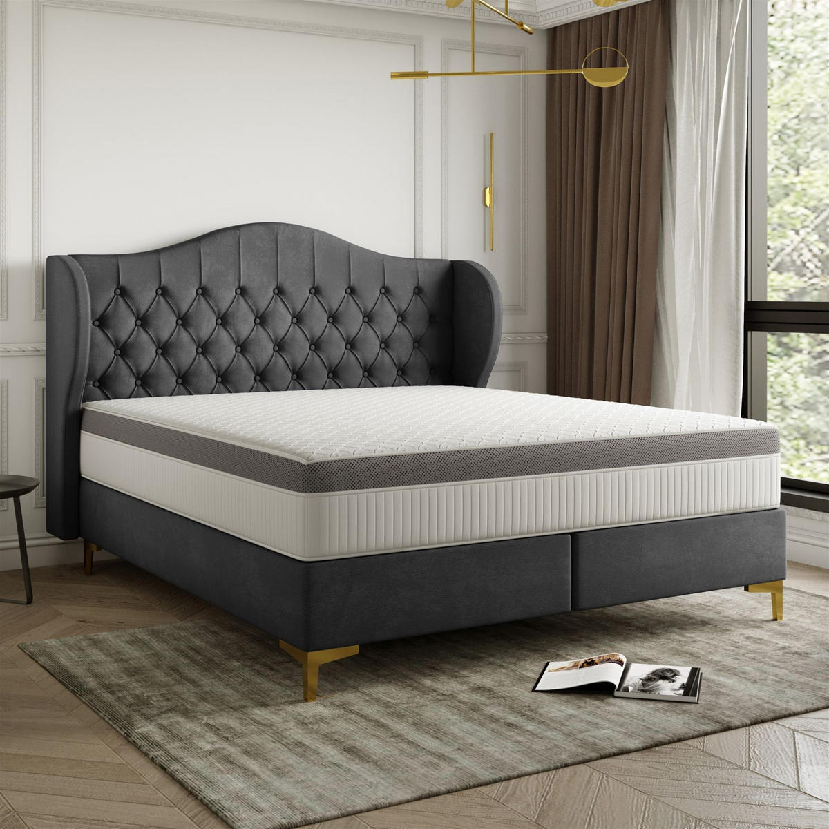 POLSTERBETT Pelagio In Whisper - Graphitfarben, Holzwerkstoff/Textil (160/200cm) - Fun Möbel