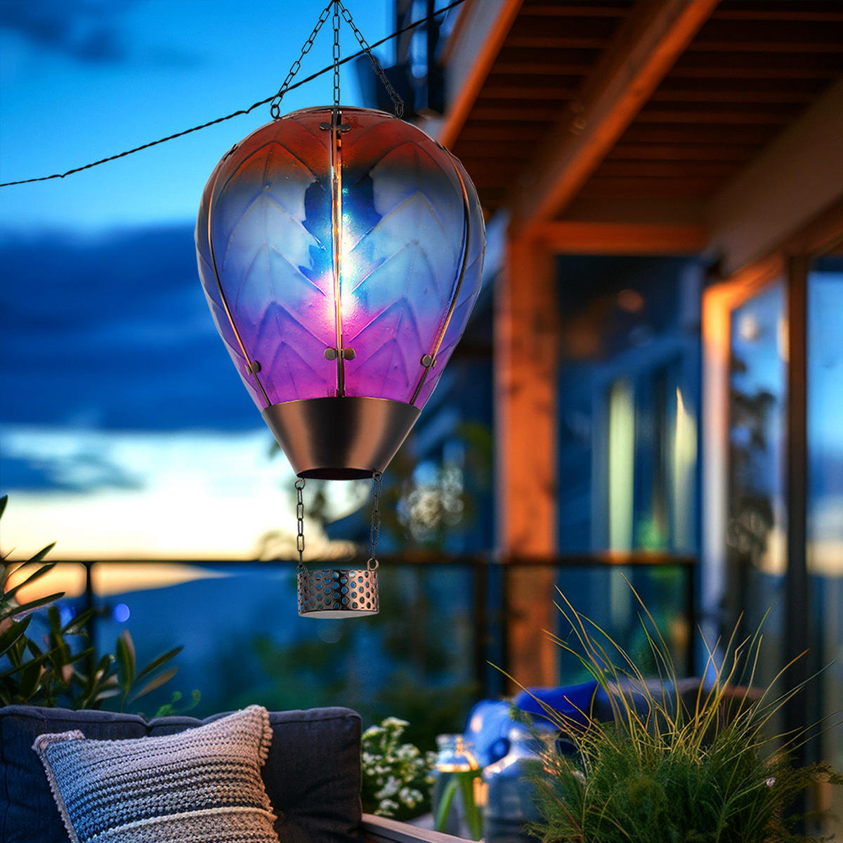 LED AUSSENLEUCHTE Glas Bunt - Multicolor, Metall (25/25/58cm) - Globo Lighting