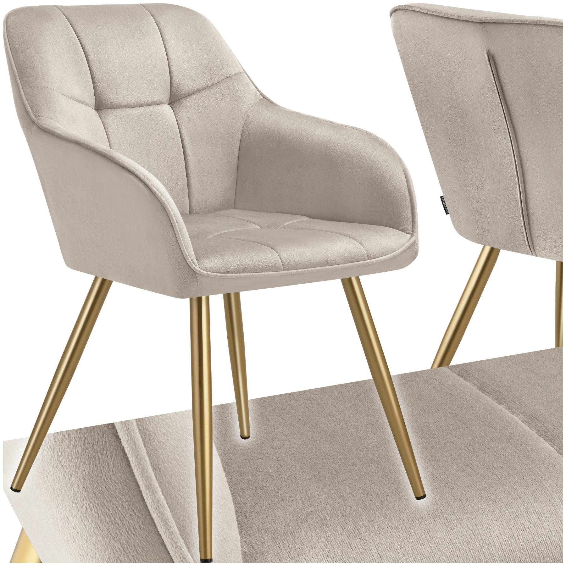 ESSZIMMERSTUHL Marilyn,58 x 62 x 82 cm,taupe/gold - Taupe/Goldfarben, Kunststoff (58/82/62cm) - tectake