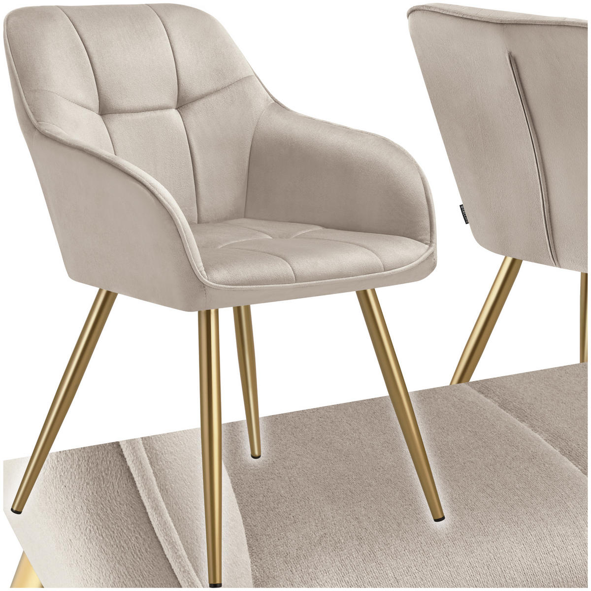 ESSZIMMERSTUHL Marilyn,58 x 62 x 82 cm,taupe/gold - Taupe/Goldfarben, Kunststoff (58/82/62cm) - tectake