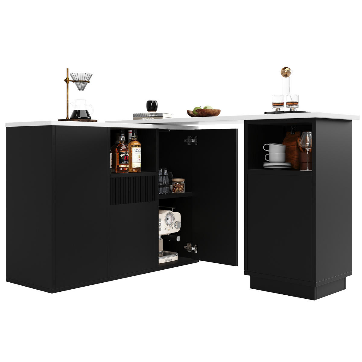 BARTISCH drehbar mit Stauraum 210 x 30 x 100,9 cm Schwarz - Schwarz, Holz (30/100.9/210cm) - Beauniv