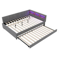 AUSZIEHBETT 140/200 cm DE-04866, mit LED in Grau - Grau, Holzwerkstoff (140/200cm) - ComfortXL