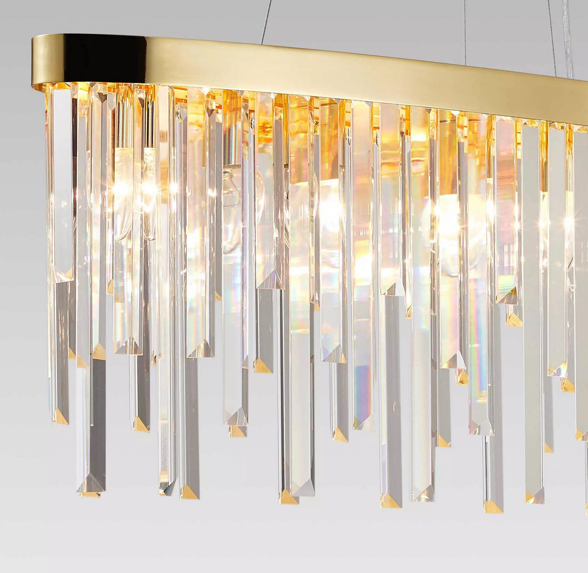 HÄNGELEUCHTE Pendelleuchte Starnberg 90cm mit funkelnden Kristallstäben Gold - Messingfarben, Glas (90/20/32cm) - PGA Lights