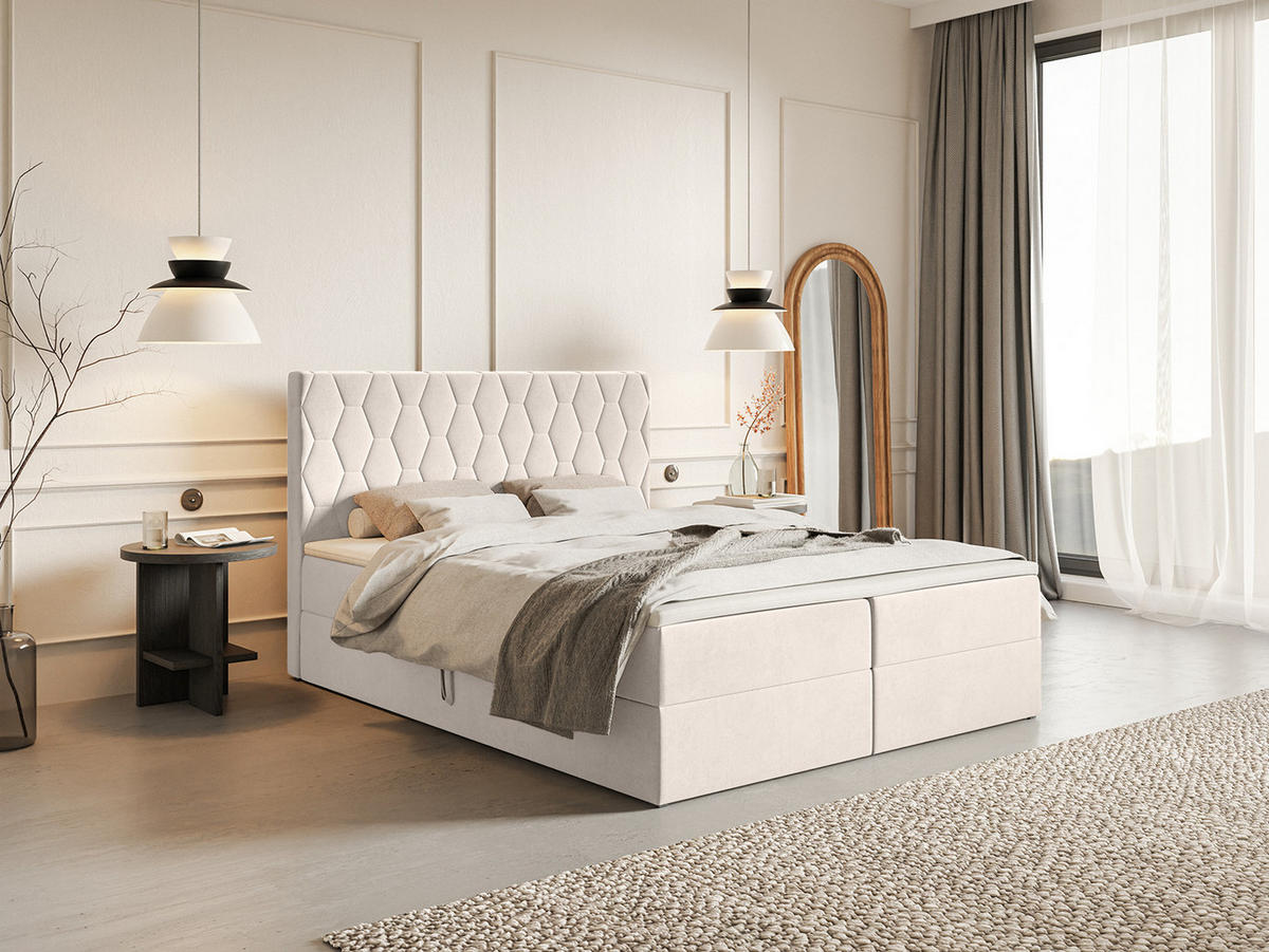 BOXSPRINGBETT Wemio 160x200 cm, Creme - Ecru, Textil (160/200cm) - Fedve