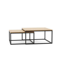 COUCHTISCH Dual Gold Craft Eiche / Schwarz (2er-Set) - Eiche Bianco/Schwarz, Holz/Holzwerkstoff (76/142/39cm) - Feldmann-Wohnen