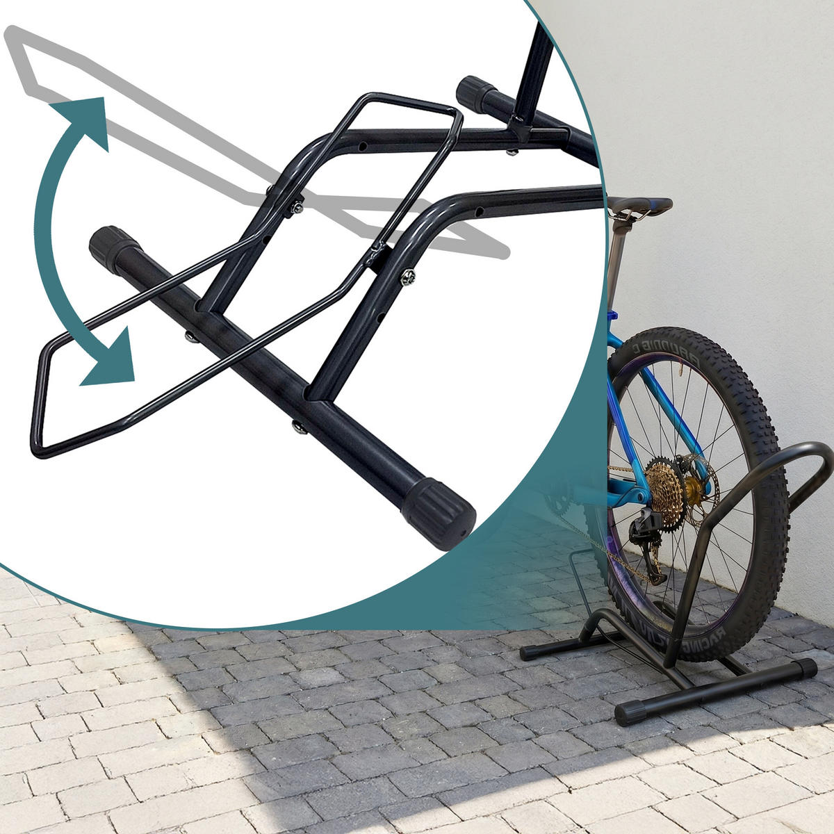 FAHRRADSTÄNDER Schwarz Boden 16-29 Zoll - Schwarz, Metall (44.5/38/41.5cm) - Relaxdays