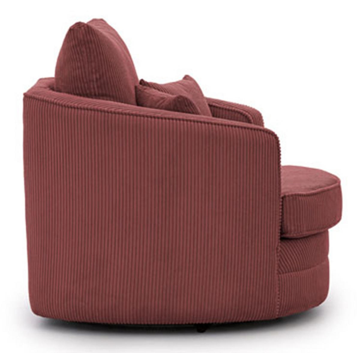 DREHSESSEL Ted aus Terrakotta Cord-Stoff - Terra cotta/Schwarz, Holz/Textil (107/94/100cm) - S-Style Möbel