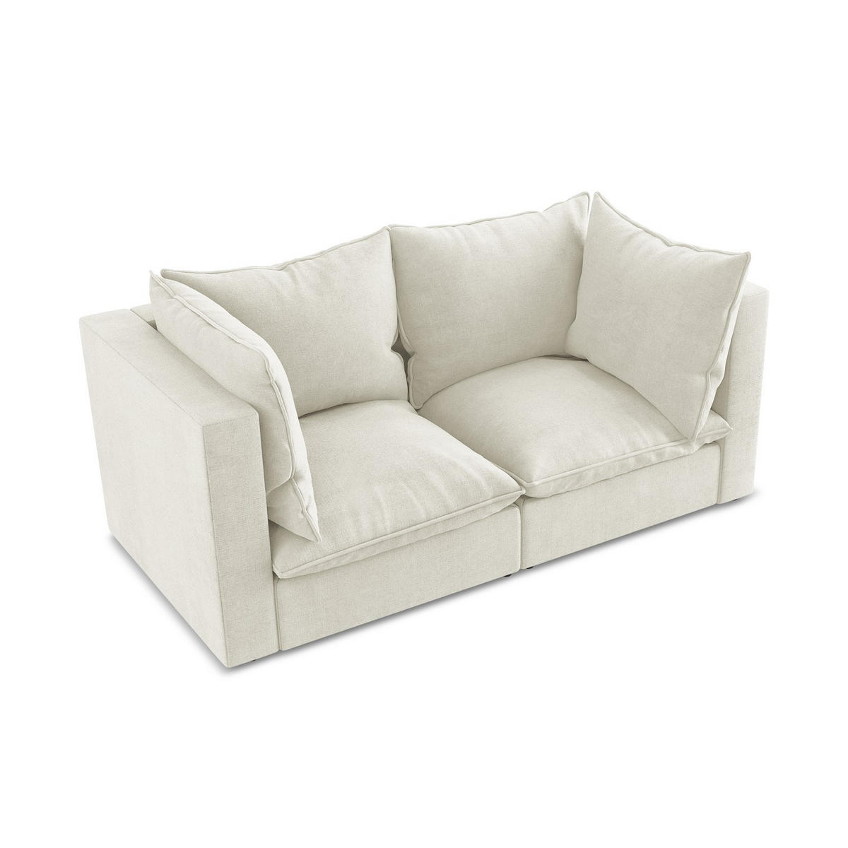 2-SITZER SOFA Strukturstoff Beige - Beige/Schwarz, Holzwerkstoff/Kunststoff (180/77/90cm) - LaMiaSofa