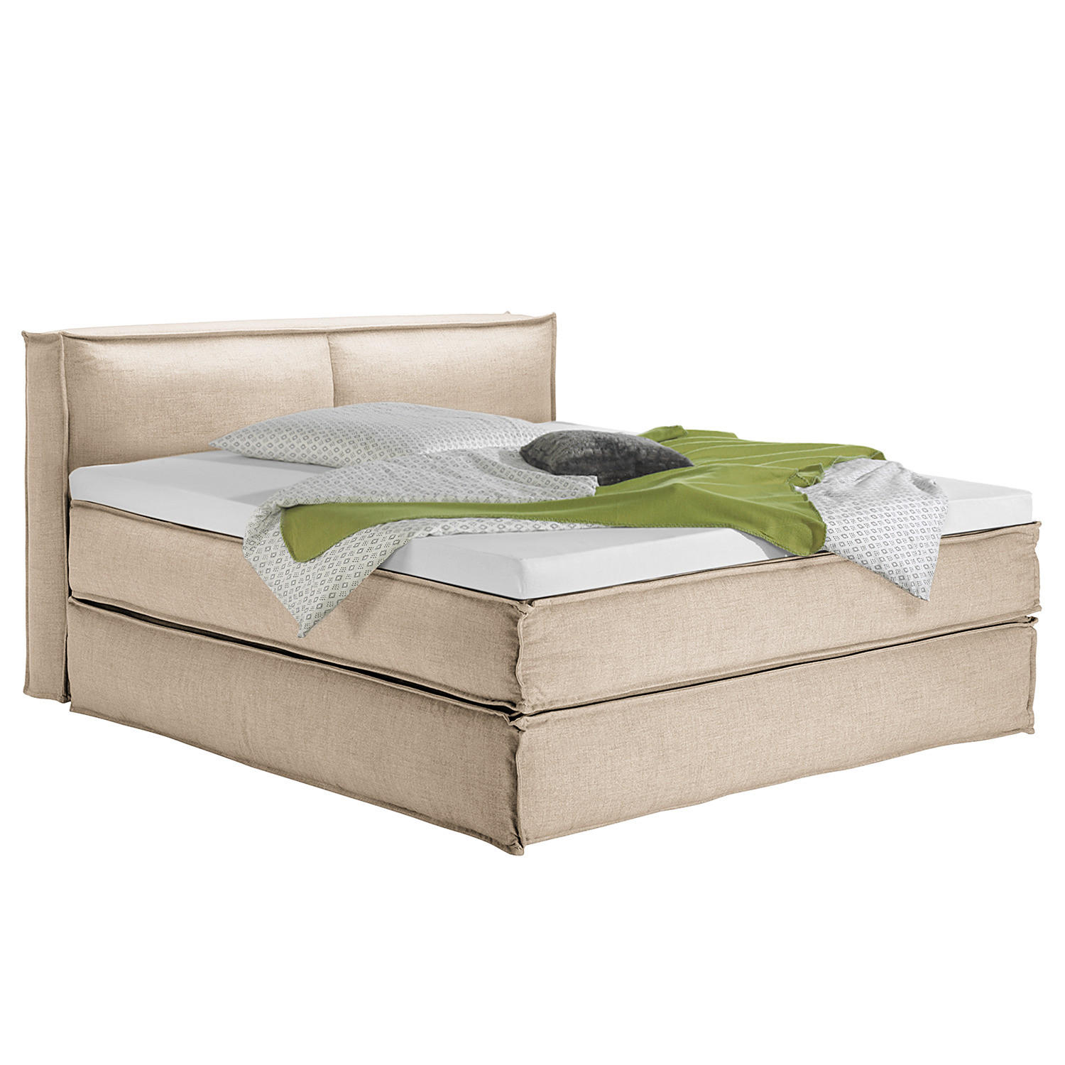 BOXSPRINGBETT mit Kopfteil - Premium - Beige, Textil (180/220cm) - home24