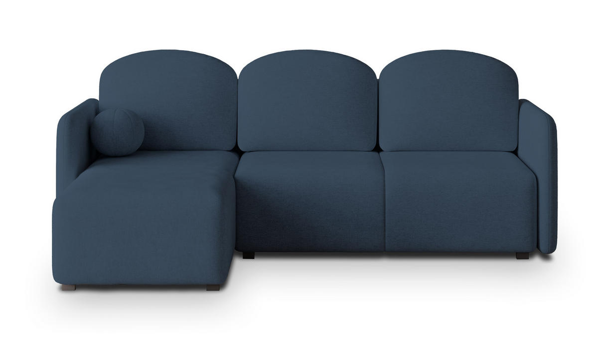 ECKSOFA SUVINO Blau Geflochtener Stoff mit Schlaffunktion - Blau, Holz (230/143cm) - MASSENO