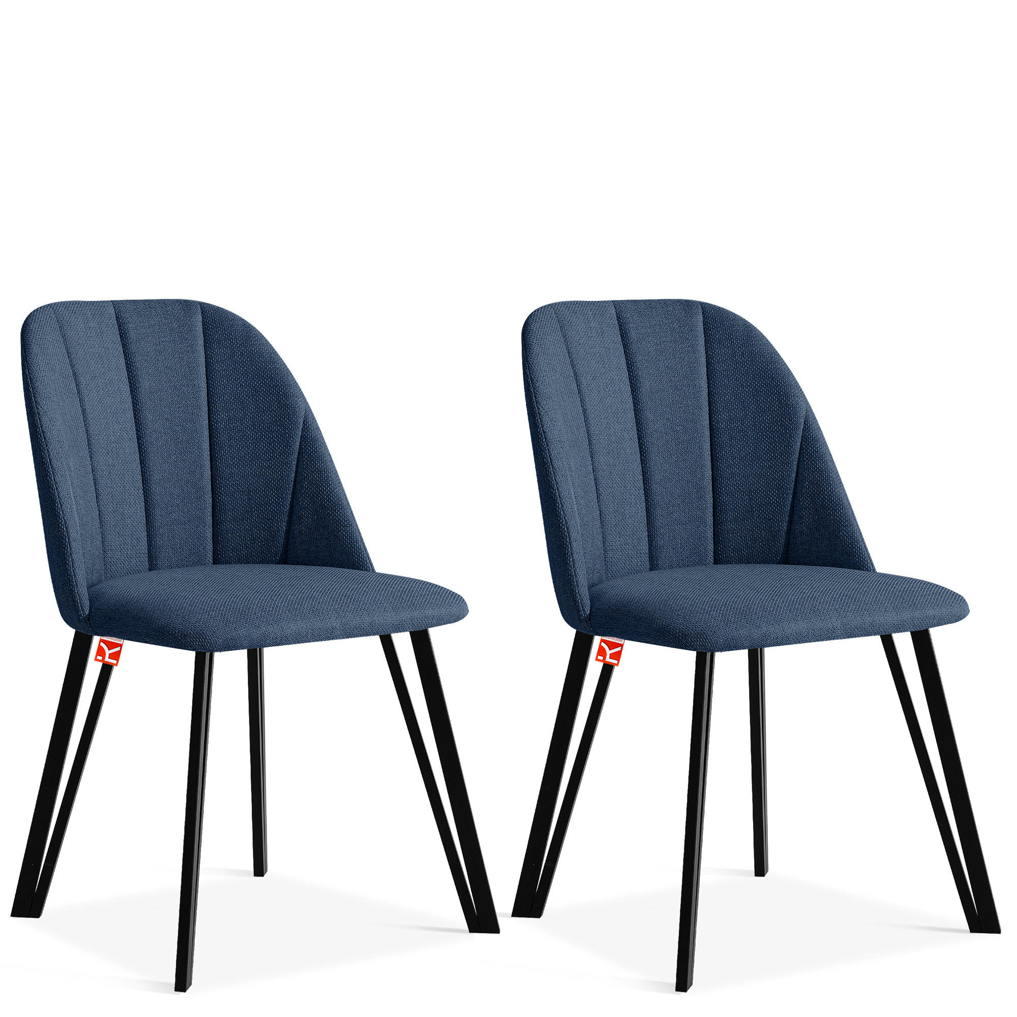 POLSTERSTUHL SPENO Esszimmerstühle 2er Set - Schwarz/Dunkelblau, Holz/Textil (52/85/58cm) - KONSIMO®
