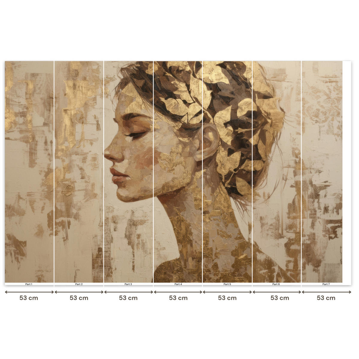 TAPETE - Frau - Gold - Abstrakt - Textur - 350x240 cm - Goldfarben, Papier (350/240cm) - OnlyWow