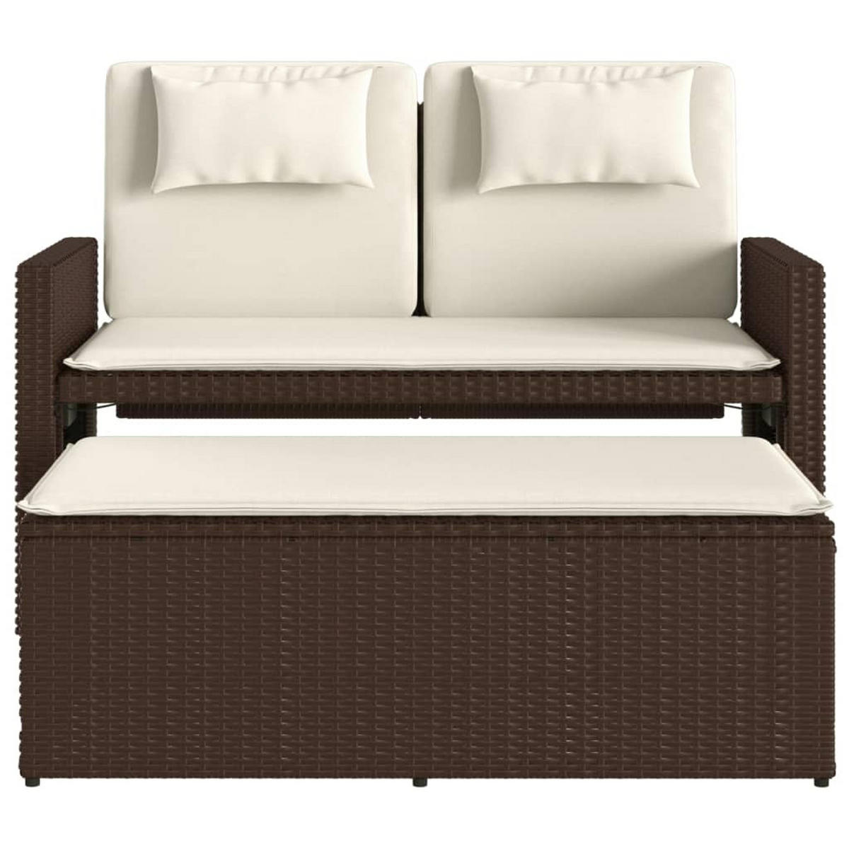 GARTENBANK Verstellbar Mit Kissen Braun Poly Rattan - Creme, Kunststoff (91/75/115cm) - vidaXL