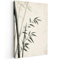 LEINWANDBILD Japandi - Bambus - Beige 90x140 cm - Eukalyptusholzfarben, Textil (90/140cm) - MuchoWow