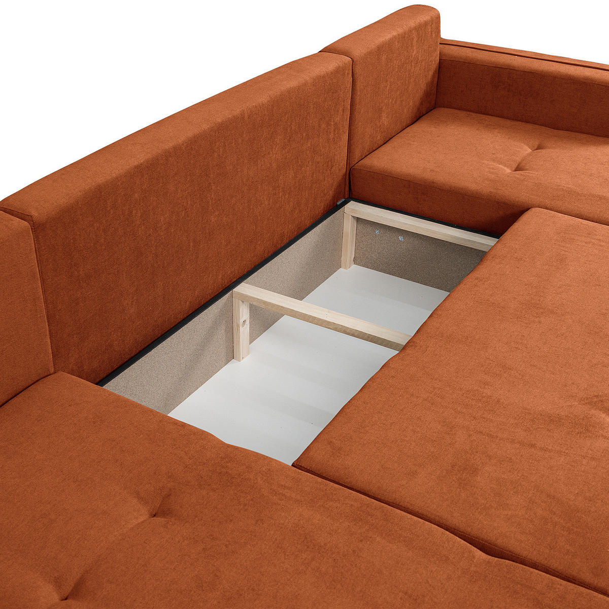 WOHNLANDSCHAFT - Schwarz/Orange, Kunststoff/Textil (312/82/145cm) - home24