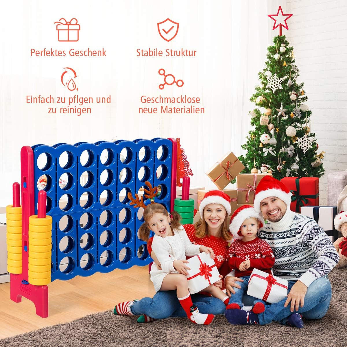 SPIELBRETTSÄTZE Vier-Gewinnt Multicolor - Multicolor, Kunststoff (42/120cm) - COSTWAY