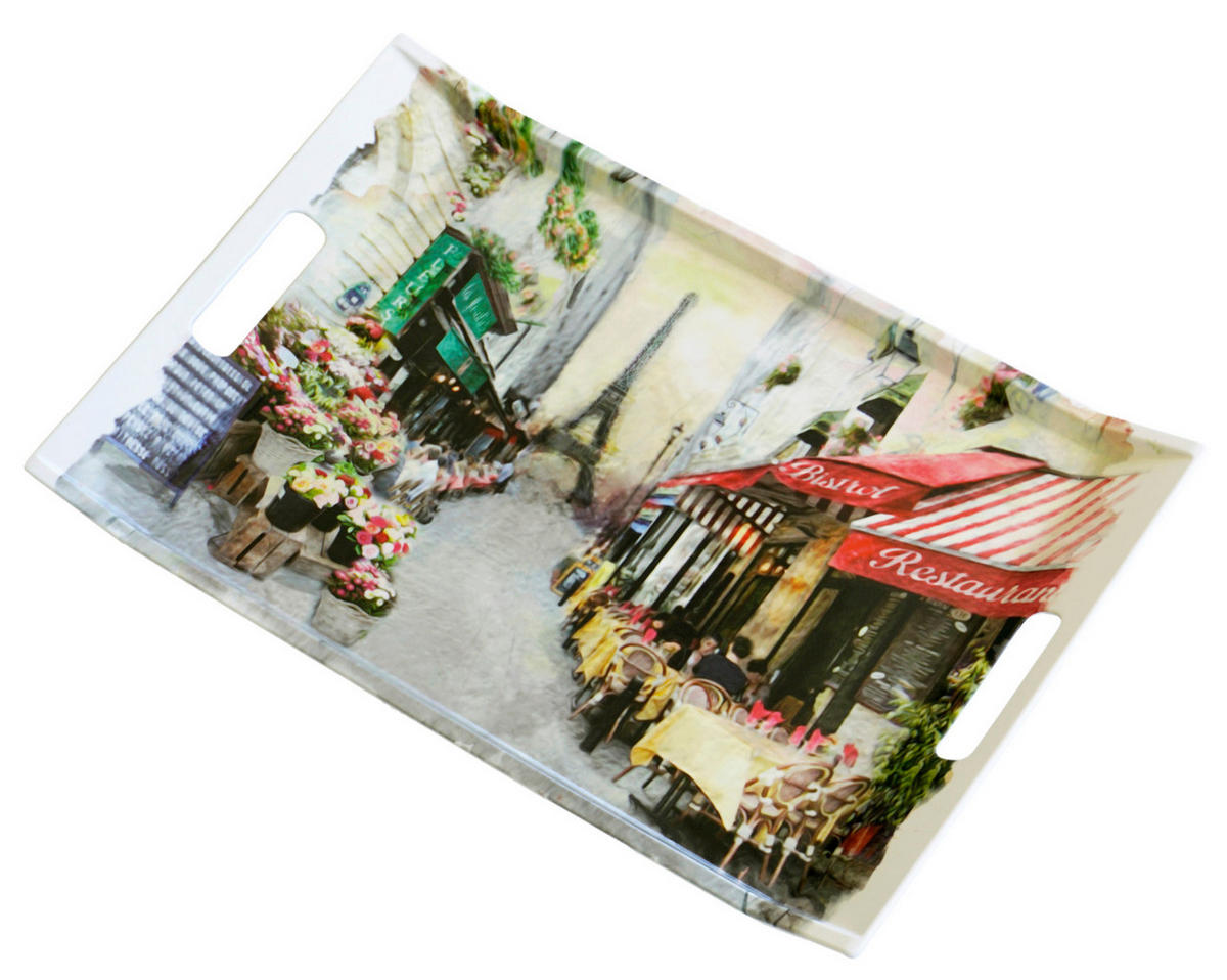 TABLETT Paris, rechteckige Serviertablett mit Griff 47x31 cm - Multicolor, Kunststoff (31/3/47cm) - Lashuma