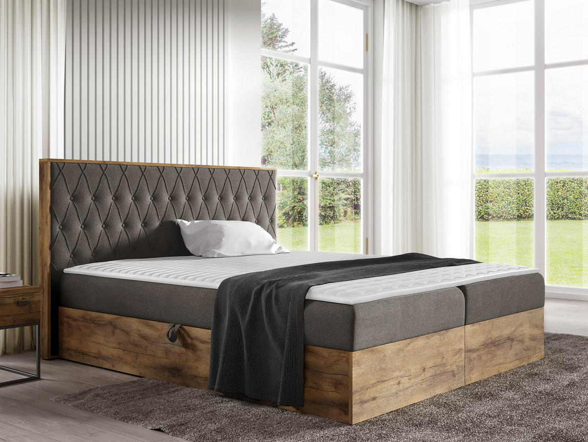 BOXBETT Wood 6 - Braun, Holz/Textil (120/200cm) - MIRJAN24
