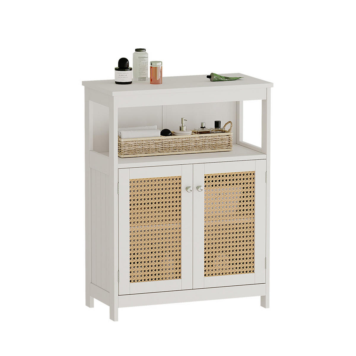 MIDISCHRANK Rosario Weiß 60 x 80 cm mit Türen und offenem Fach - Weiß, Holzwerkstoff (60/80/30cm) - Vicco